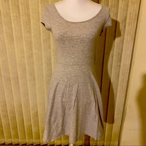 SO | Dresses | So Heather Grey Keyhole Back Stretch Skater Dress | Poshmark